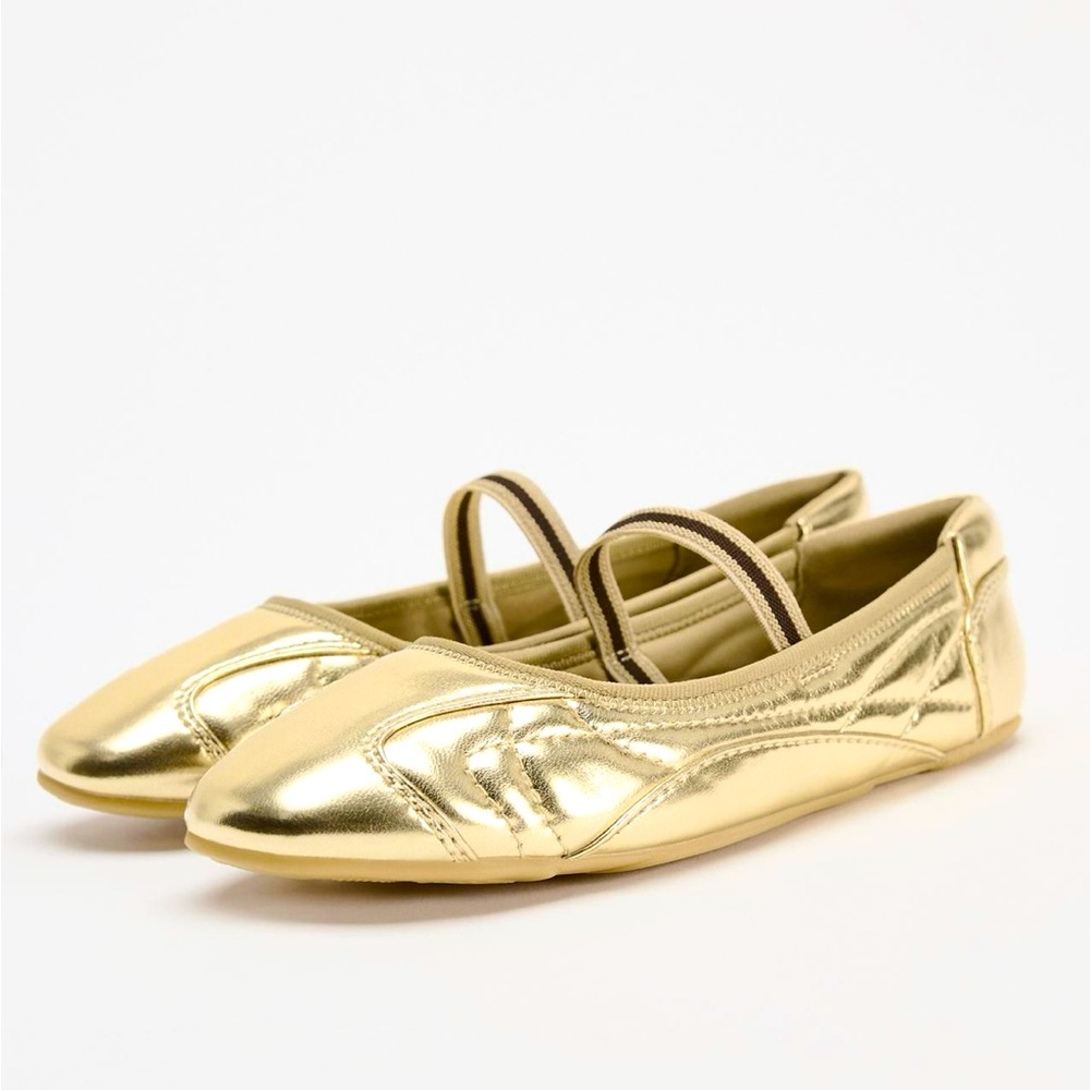 NWOT Zara Elastic Metallic Ballet flats size 9 (size 40)